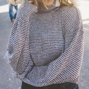 Free People Waffle Knit Crop Turtle Neck